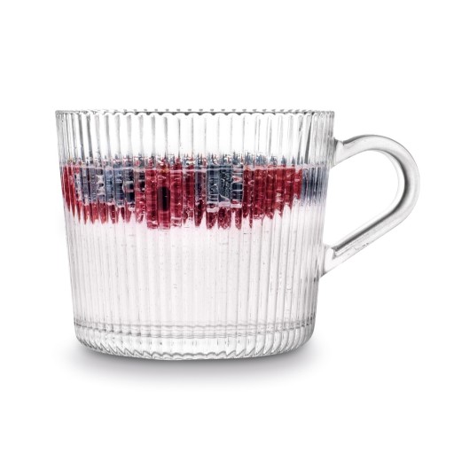 Veľký SKLENENÝ hrnček NA KÁvu, čaj, dekoratívne sklo na nápoje, PRUHOVANÝ, 400ml