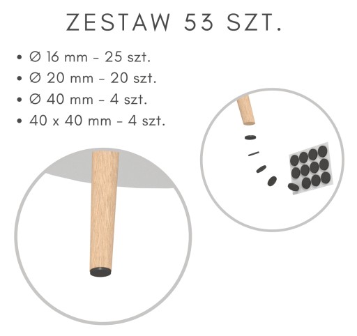 Plsťové podložky, plsť na nábytok, sada 53 ks.