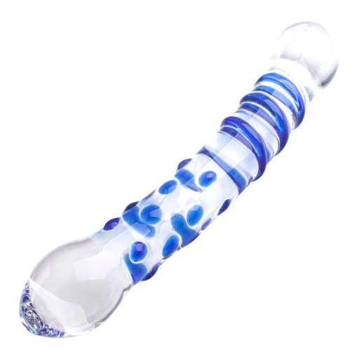 Obojstranné sklenené dildo MODRÉ análne a vaginálne OBOJSTRANNÉ DILDO