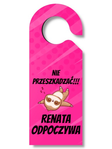 Personalizovaný vešiak na dvere s leňochodom a názvom NERUŠIŤ!!!