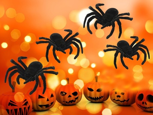 Halloweenska dekorácia PAVÚK 7x11 cm 4 kusy HAL-040