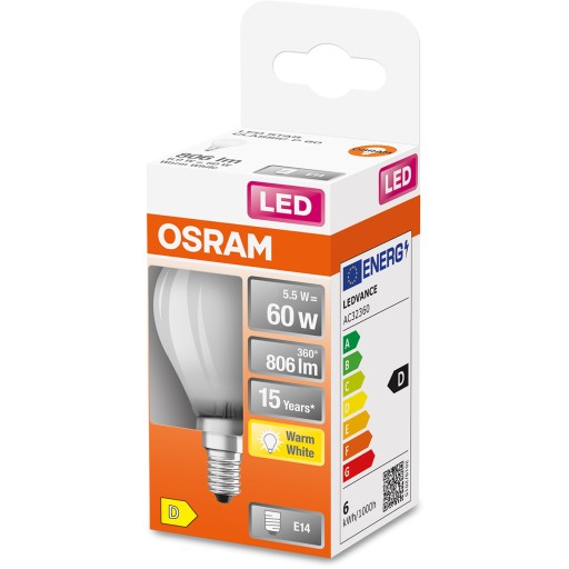 LED žiarovka SMALL BALL E14 5,5W = 60W 2700K OSRAM
