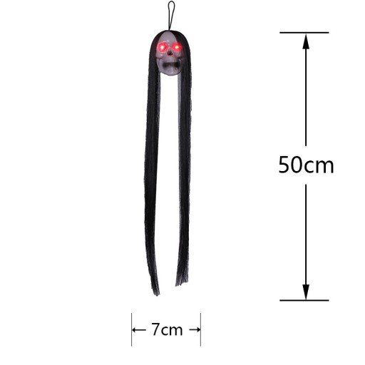 ZAVISIACA SVIETIACA HLAVA LEBKA LED DEKORCIA DO VLASOV HALLOWEENSKA OZNAKA 50cm