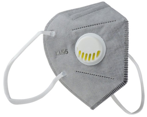 Filtračná maska KN95 šedá s ventilom, 5 vrstiev