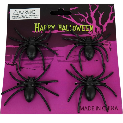 Spider Halloween pavúky umelá dekoračná guma Čierna 4 ks.