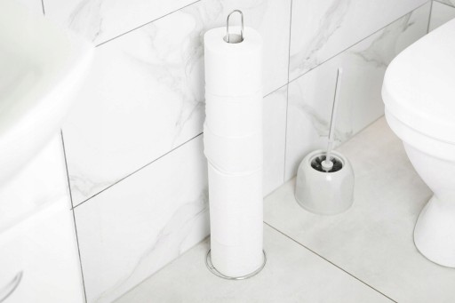 ZÁSOBNÍK NA TOALETNÝ PAPIER WC kovový stojan na papier strieborný 6 roliek