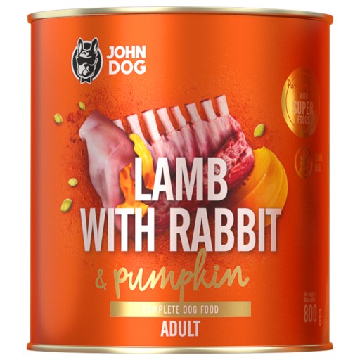 John Dog Pumpkin Line Mokré krmivo pre psov jahňacie králičie tekvica 800g