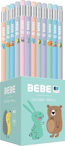 ceruzka s gumou HB INTERDRUK BB KIDS PASTEL MIX