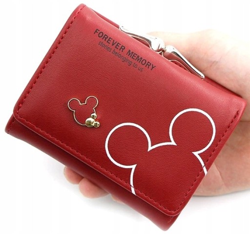 Dámska peňaženka Small Mickey WALLET Červená na karty Priestranná kožená myš
