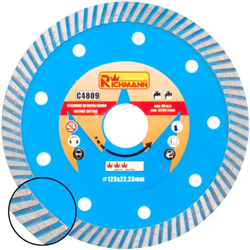 TURBO DIAMANTOVÝ DISK 125 mm 22,23 mm BETÓNOVÁ TEHLA PRE BRÚSKU RICHMANN
