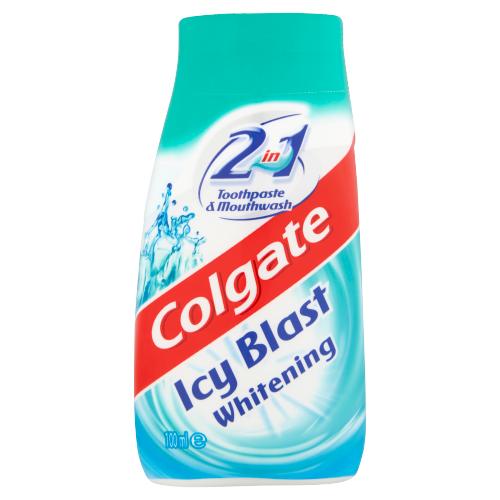 Bieliaca zubná pasta a ústna voda Colgate Icy Blast 2v1