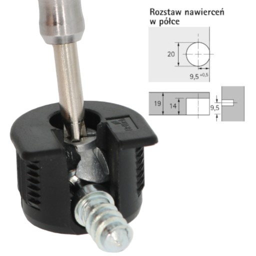 SET 10 SET Excentric CONNECTOR nábytok excentrický čierny VB 35 / 19 + čap