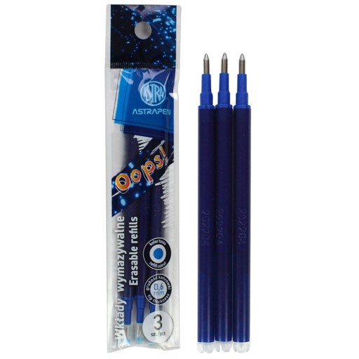 Stierateľná náplň do pera Astra modrá 0,6 mm - 3 ks.