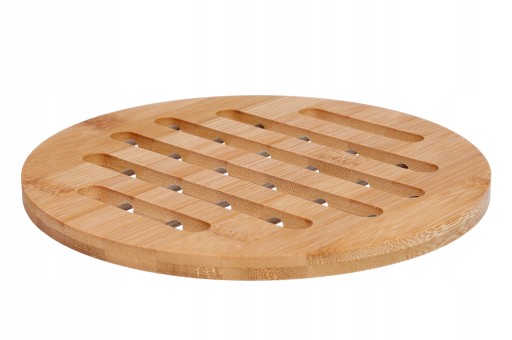 STOJAN NA HRNCE bambus, okrúhly, drevený, na riad, hnedý, priem. 20 cm