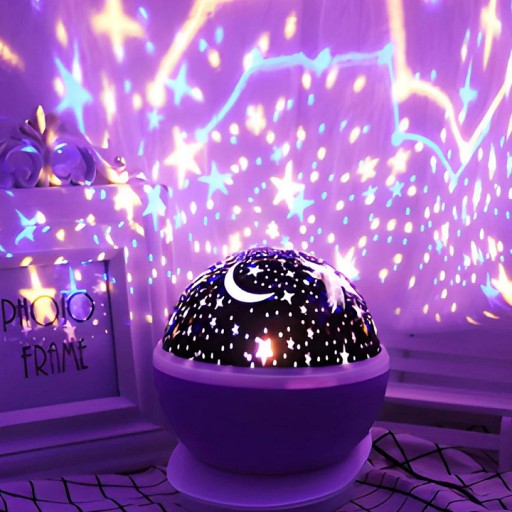 ROTAČNÁ NOČNÁ LAMPA STARS PROJEKTOROVÁ LAMPA 2v1 RUŽOVÁ