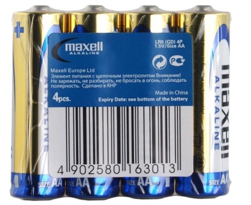 4x MAXELL alkalická batéria AA LR6 R6 zásobník 4ks