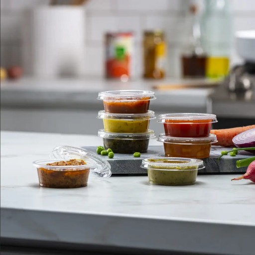 NÁDOBY + viečka NA OMÁČKU DIP DRESSING OMÁČKA 80ml TESNÉ viečko