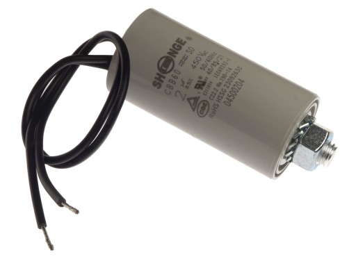Štartovací kondenzátor pre jednofázový motor 2uF 450V s 2x 20cm káblami