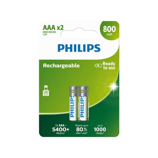 2x batéria Philips AAA R3 800mAh 1,2V NI-MH