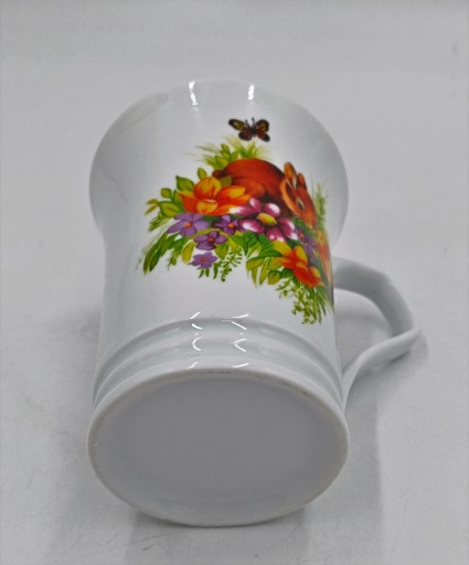 Keramický pohár, 180 ml, biely s kvetmi