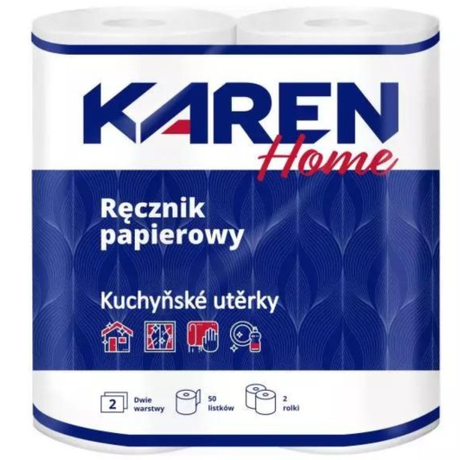 Papierová kuchynská utierka rolka Karen 2W Celulóza 50 listov 2 rolky