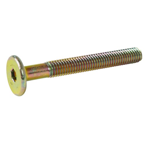 10x metrická skrutka M6 x 50 mm žlto pozinkovaná, valcová hlava, nábytková skrutka