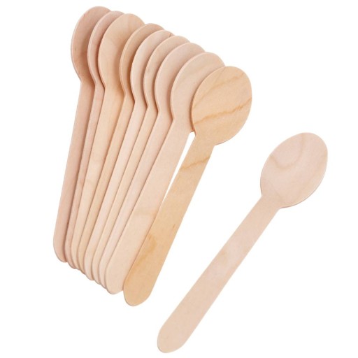 Jednorazové drevené lyžice na grilovanie Sada 50 drevených lyžíc