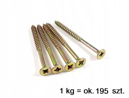 Skrutky do dreva kalené 5x60 mm 1kg POZINKOVANÉ, zlatožlté