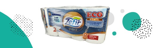ZEFIR ECONOMIC 2-vrstvový toaletný papier, 8 roliek, biela celulóza