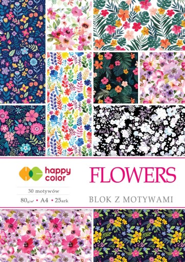 Happy Color A4 blok 80g 15 listov s motívmi Flowers