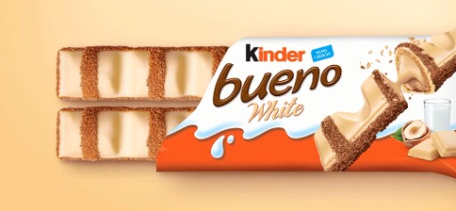 5 x Kinder Bueno biela oblátková tyčinka, biela čokoláda, lieskovoorieškový krém, 39 g