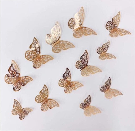 Detské nálepky na stenu 3D Butterfly Gold Openwork