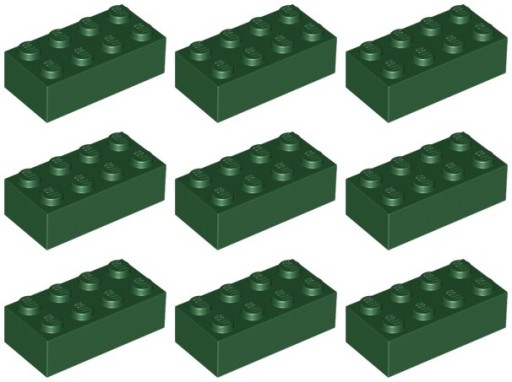 LEGO 3001 BRICK 2x4 tmavozelená (20g) 9 ks.