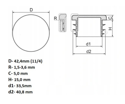Vnútorná zátka pre potrubie Ø 42,4 mm - 2 ks