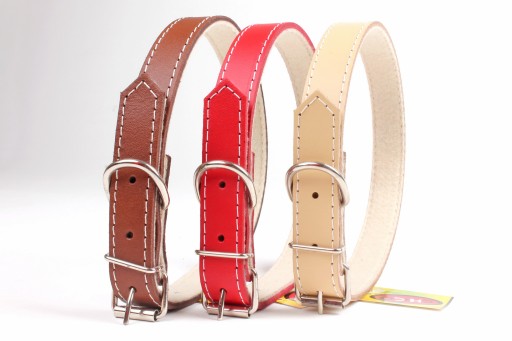 Kožený obojok s filcovým psíkom 53-65cm/30mm Čierny