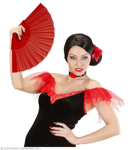 VENTILÁTOR Z ČERVENÉHO MATERIÁLU PRE RETRO FLAMENCO OUTFIT 20. rokov 20. storočia
