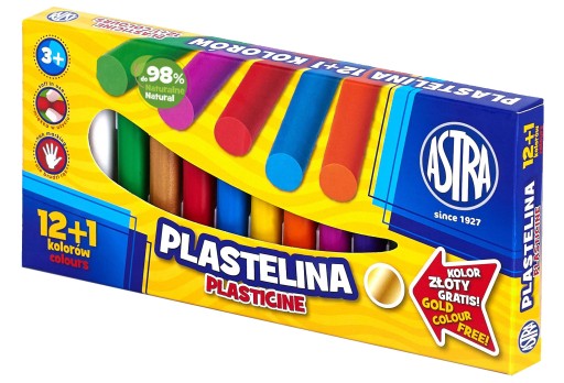 ASTRA SCHOOL PLASTICINE 12 ŽIVÁ FARBY + ZLATÁ