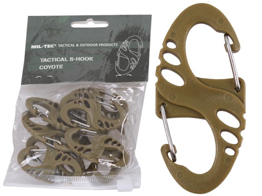 S-HOOK SMALL MINI CARABINER 10 ks MIL-TEC COYOTE