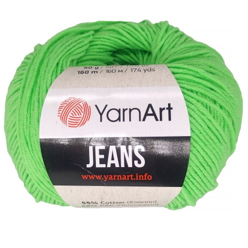 YARNART JEANS 60 neónovo zelená priadza