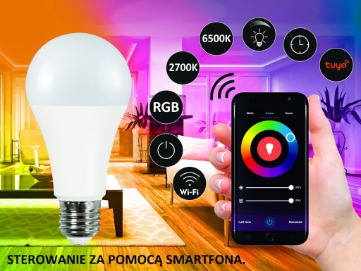 E27 9W RGB CCT LED žiarovka + White Smart WiFi TUYA