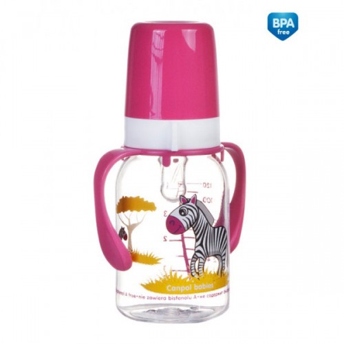 Detská fľaša na kŕmenie kontinentov s rúčkami 120 ml Canpol 11/824
