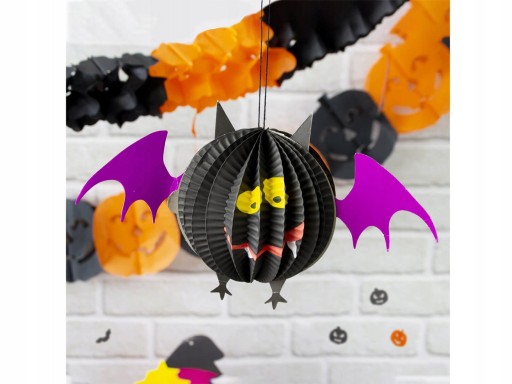 Halloweenska dekorácia Papierový netopier 28 cm