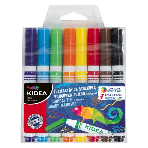 Kidea JUMBO kónické popisovače, 8 farieb