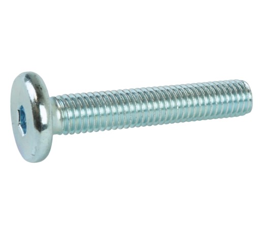 10x metrická skrutka M8 x 45 mm biela pozinkovaná s hlavou valca, nábytková skrutka
