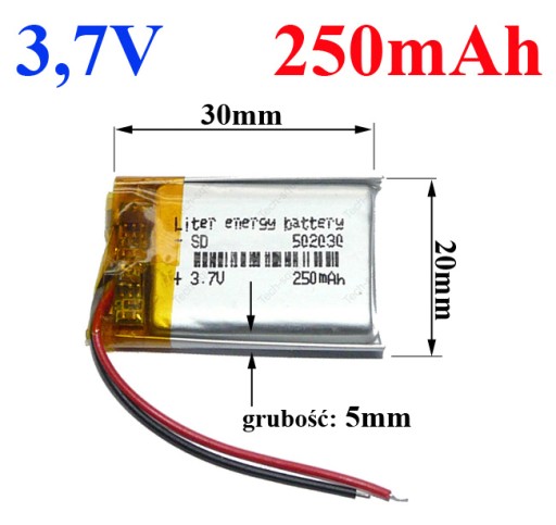 Nabíjateľná batéria Mp3 GPS RC 502030 250mAh