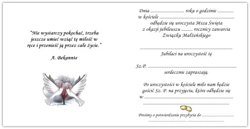 POZVÁNKY NA KOSTOL 50. VÝROČIA SVADBY + OMŠU