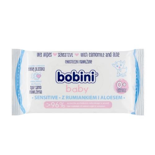 BOBINI BABY SENSITIVE Vlhčené obrúsky s harmančekom a aloe, 60 ks