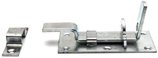 Závora dverí, západka visiaceho zámku, ZAOHNUTÁ 100 mm