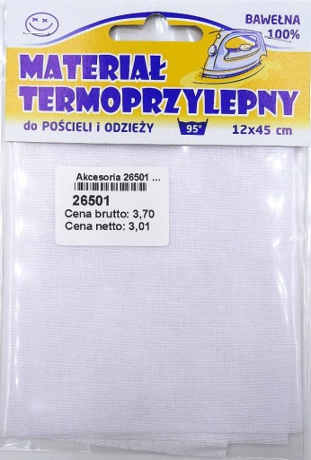 Termo nášivky na oblečenie 100% bavlna BIELA 12x45cm 26501