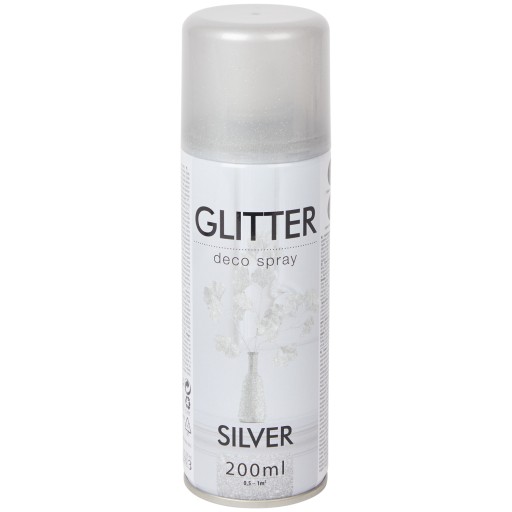 Spray trblietavý strieborný rýchloschnúci dekoračný univerzálny lak 200ml